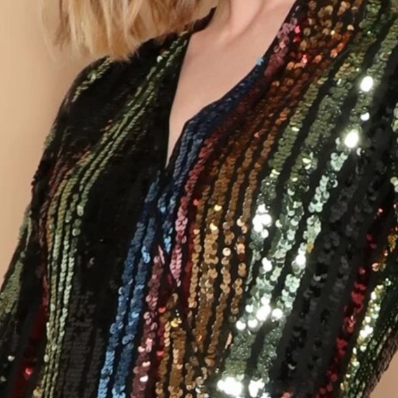 🆕Striped sequin patch bow front waist maxi dress - Picture 6 of 8